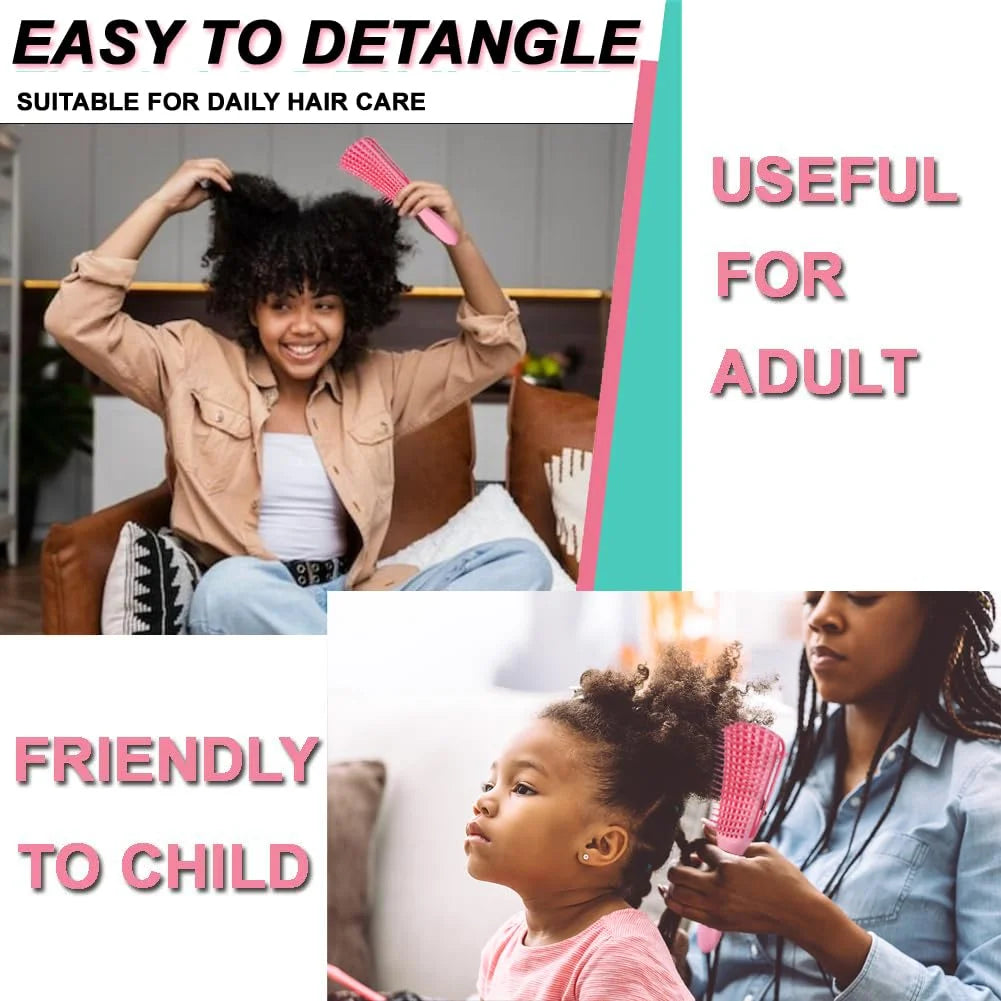 5 Pcs Detangling Hair Brush Set, Ez Detangler Brush With Edge Brush, Rat Tail Combs for Black Natural Hair Styling and Cuting, Curly/Straight/Wet/Dry/long/Short Hair Available for Women Kids Men