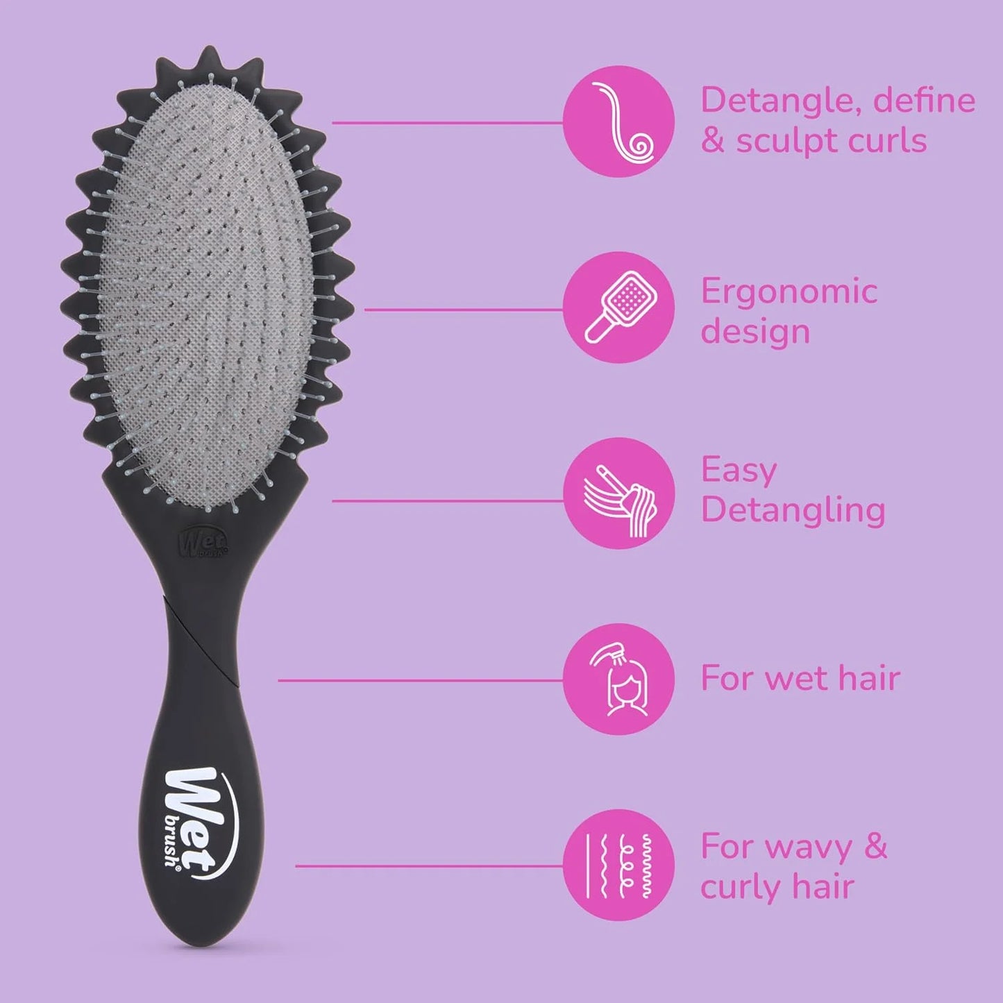 Wet Brush Curl Shaper Detangler Brush, Pink, Made for Women, Men & Kids