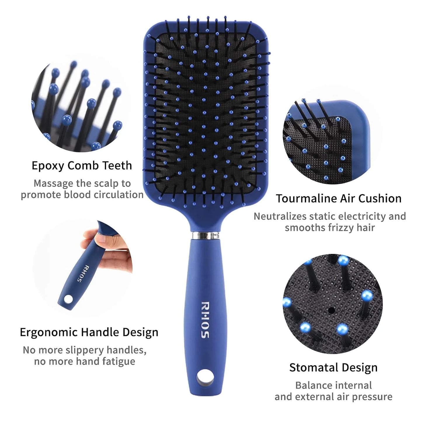 Purple Square Paddle Hair Brush for Women Men's Thin,Short,Thick,Long Hair