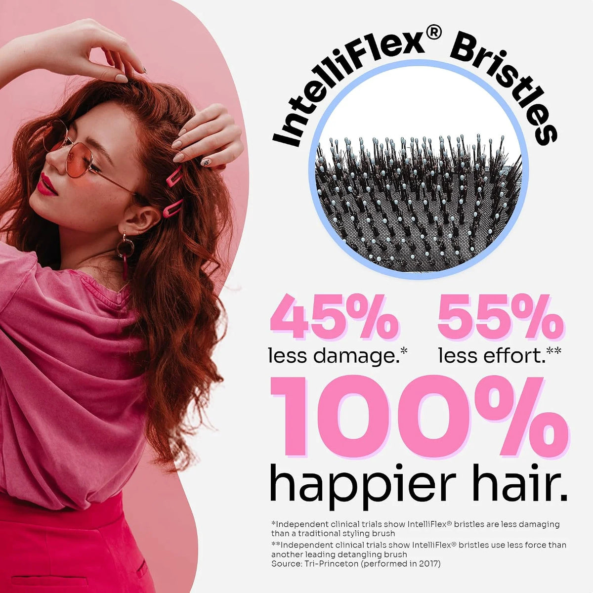Wet Brush Paddle Shine Enhancer with Argan Oil, Distressed Wood - Ultra-Soft IntelliFlex Detangling Bristles with Boar Bristles For A Smooth & Shiny Finish - Pain-Free Hair Brush For Women & Men