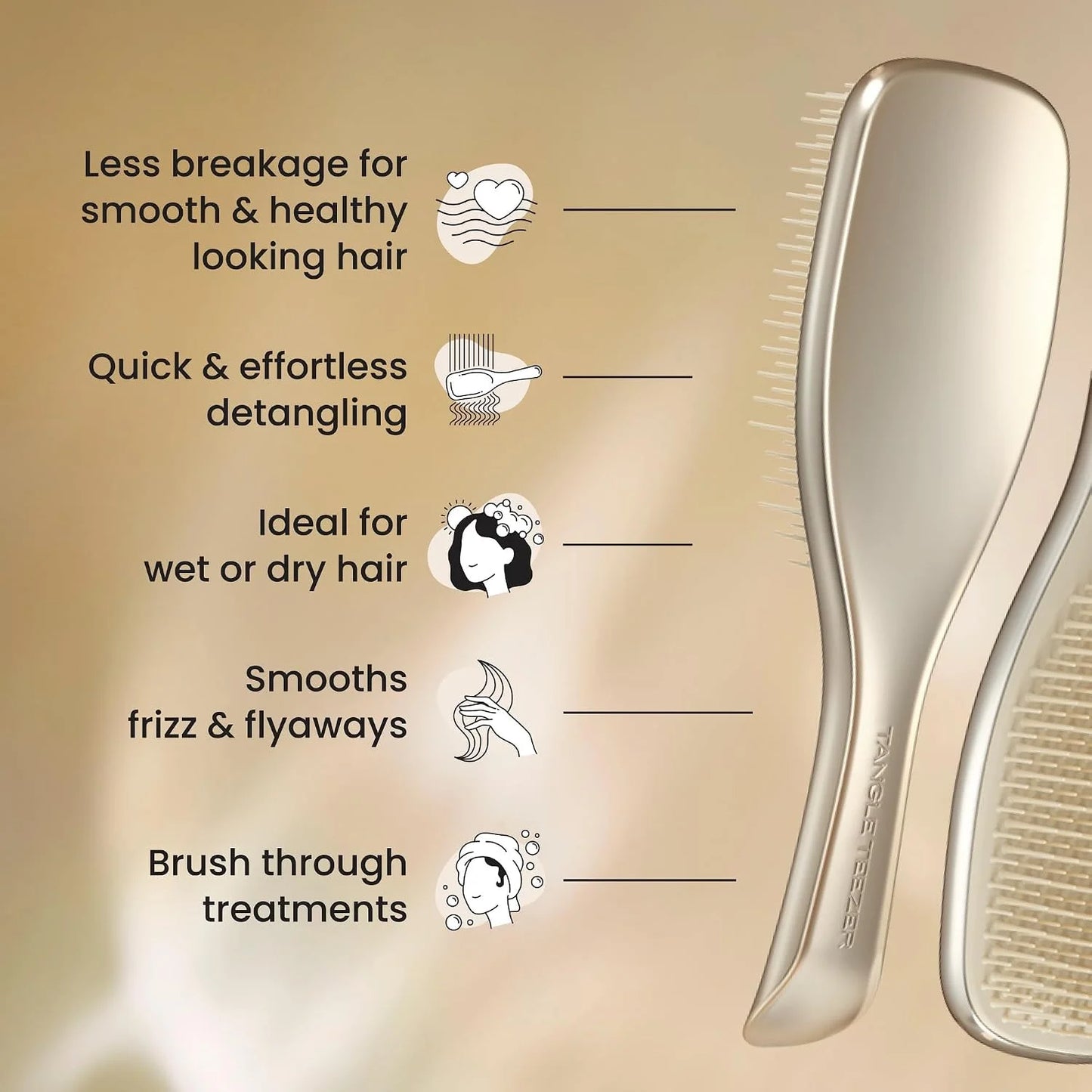 Tangle Teezer Chrome Detangler Mini Hair Brush, Straight to Curly, Pink