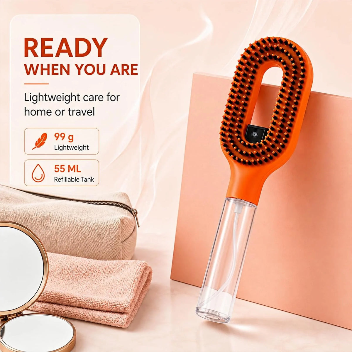 2-in-1 Hair Brush with Water Spray Mister, Fine Mist Spray Brush for Hair Detangling Wet & Dry, Liquid Spraying Hairbrush for Curly Thick Hair & Kids (Sky Blue)
