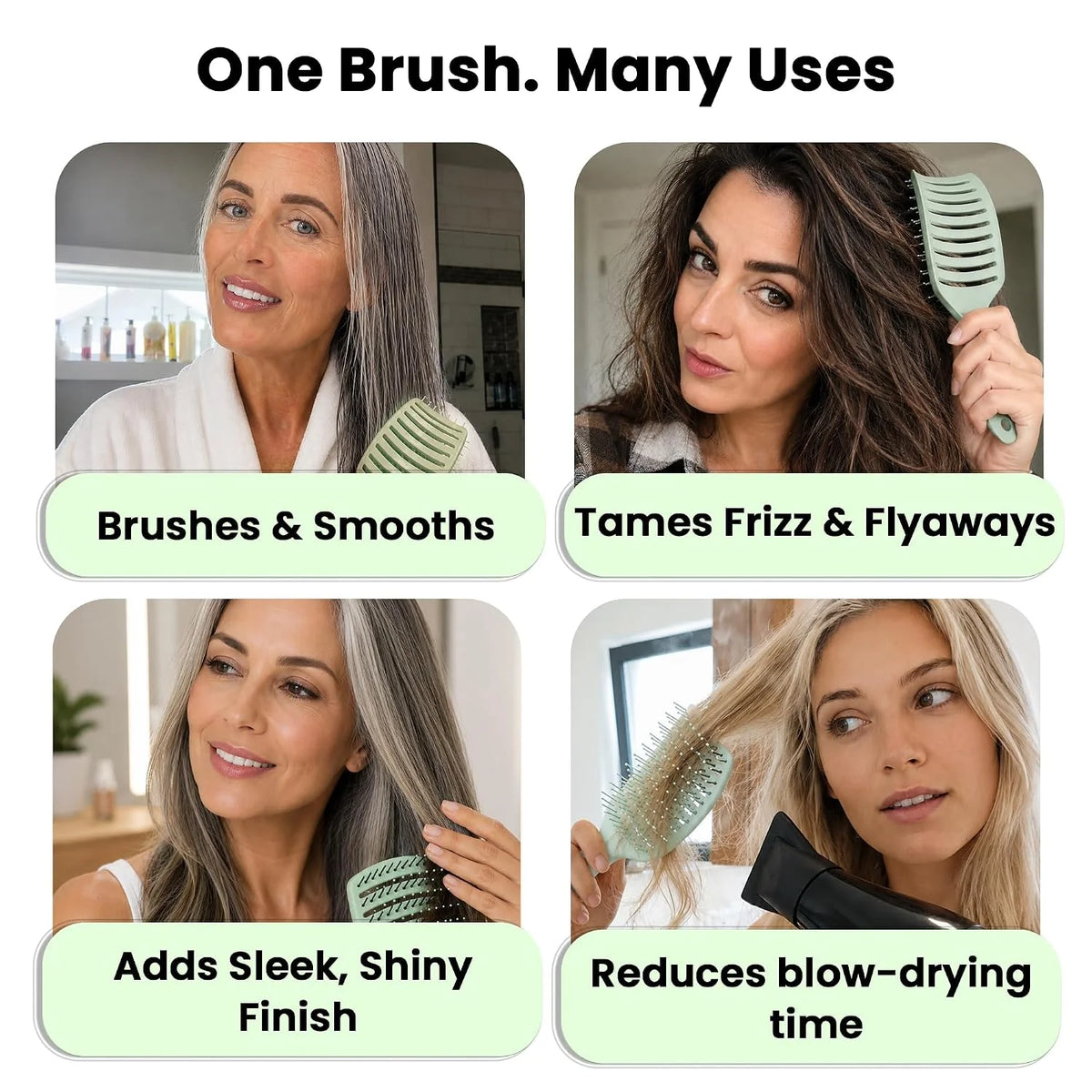 Herstyler Vent Brush for Hair - Detangler for Faster Blow Drying - Black