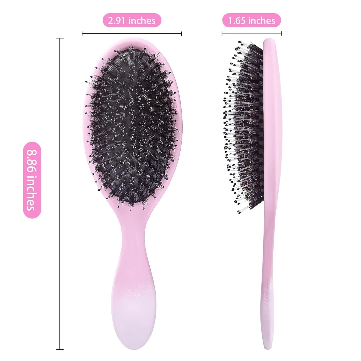 Boar Bristles Hair Brush for Women and Men, Detangling Hair Brush for Smoothing Massage Add Shine, Nylon&Boar Bristles Detangler brush for Hair Healthy (1 Pack-MintGreen)