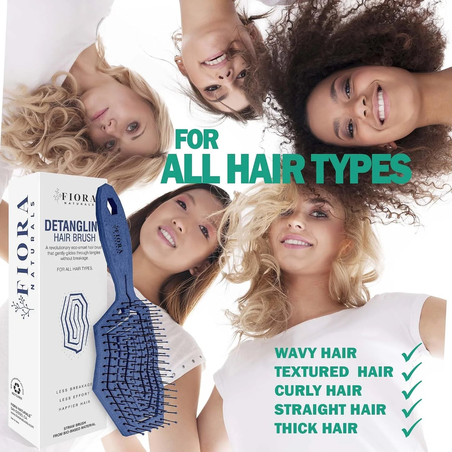 Fiora Naturals Detangling Hair Brush for Women, Detangler Hair Brush, Pink