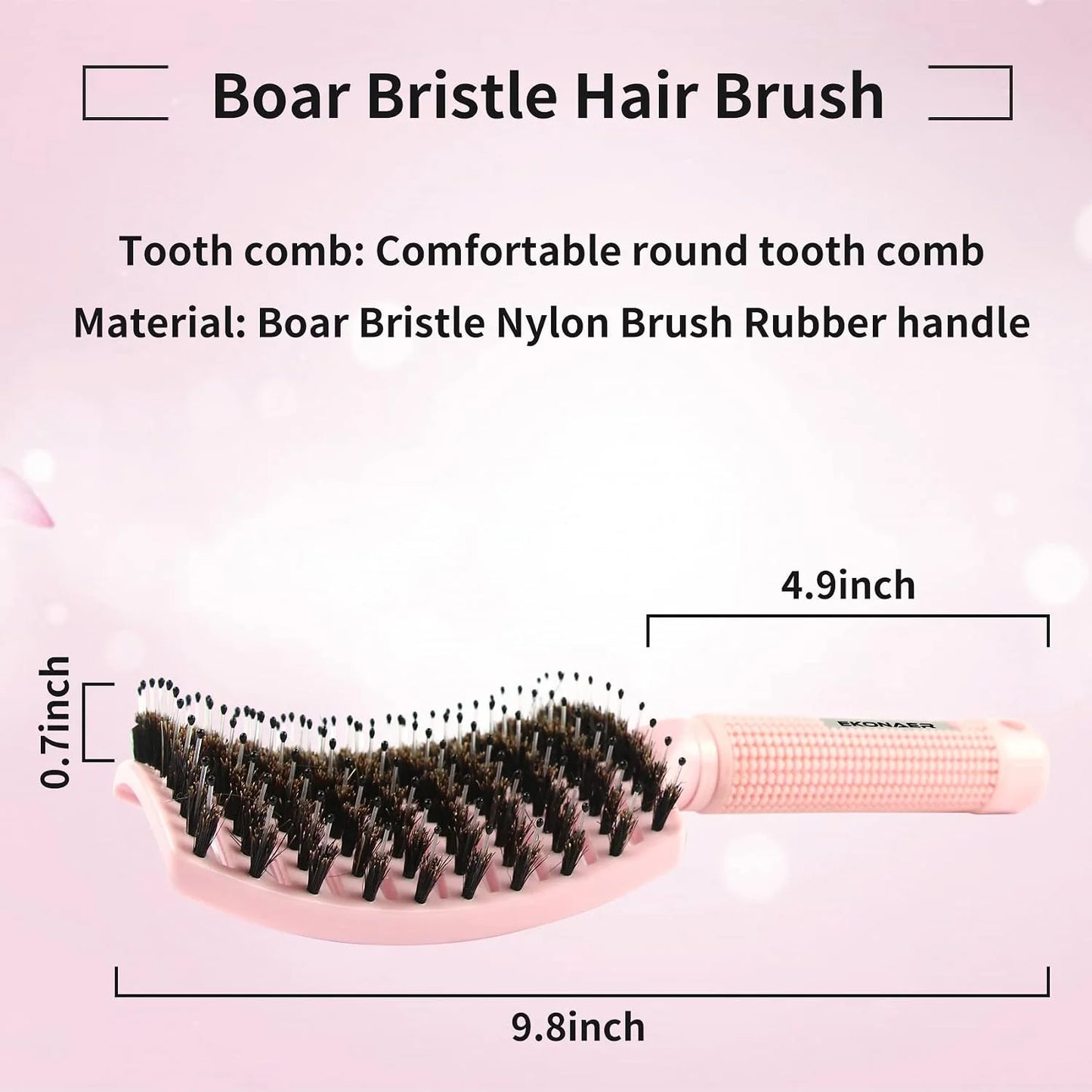 2 Pack Detangling Brush Getting Knots Out without Pain Adds Shine and Makes Hair Smooth,Detangler Boar Bristle Hair Brush for Adult & Kids Wet or Dry Hair(Green&Pink)