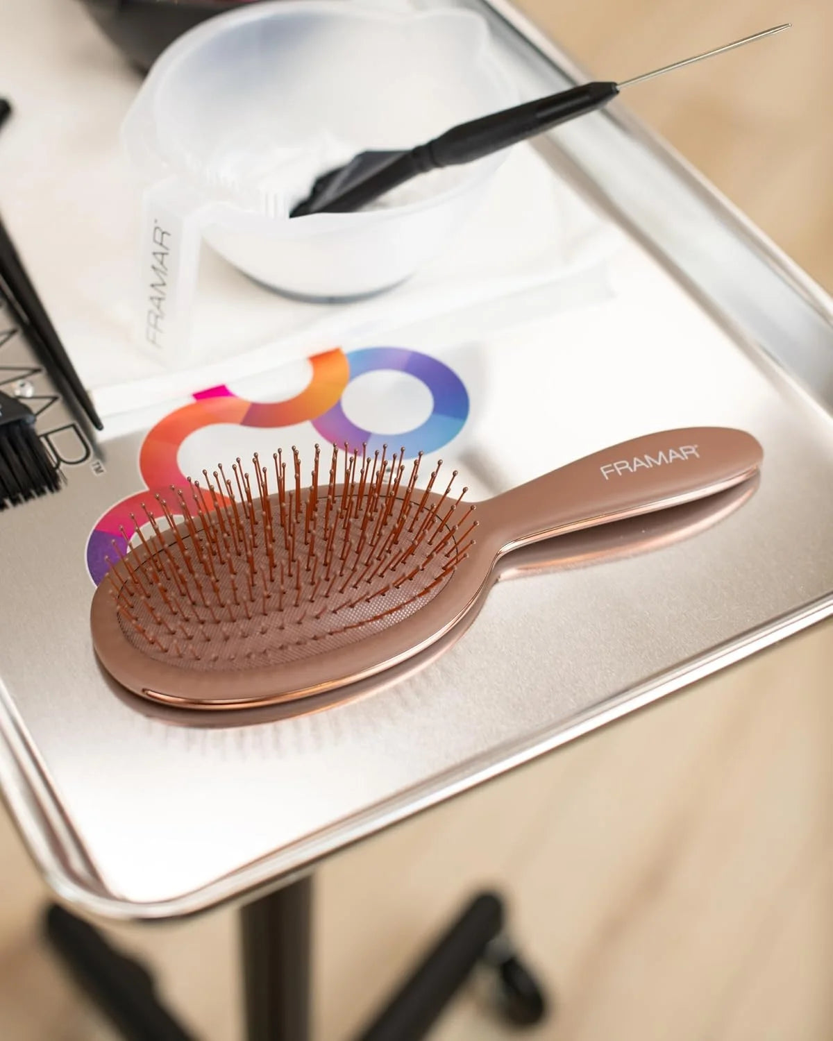 FRAMAR Checkered Hair Brush Detangler, Wet Hair Brushes For Women – Pink