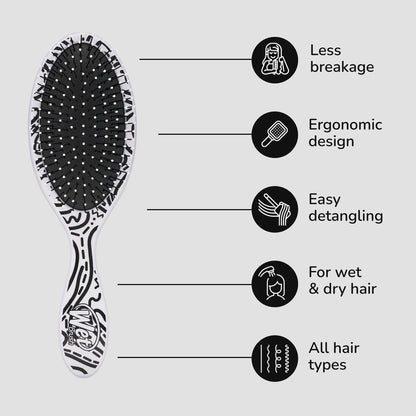 Wet Brush Original Detangler Hair Brush, Hipster Sketch, Ultra-Soft IntelliFlex Bristles, Detangling Bristles Glide Through Tangles (Wet & Dry Hair), Women & Men