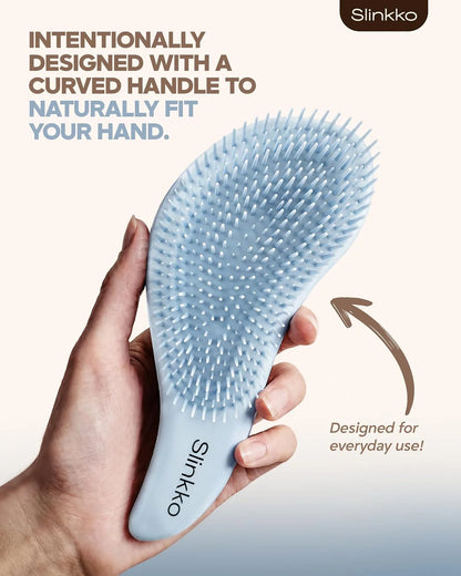 Detangler Brush, Curly Hair Brush for Women, Men & Kids - Wet & Dry Detangling Hair Brush for Curly, Thick, Fine & Wavy Hair - Anti-Breakage Wave Brush, Pain-Free Hairbrush, Pink, Rose Clay