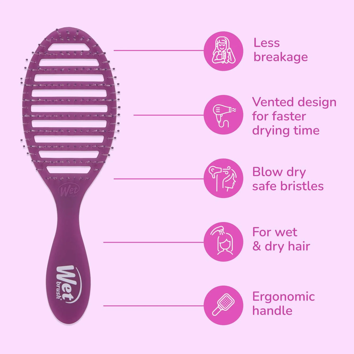 Wet Brush Speed Dry Hair Brush, Orange Crush (Summer Quencher) - Vented Design & Soft HeatFlex Bristles Are Blow Dry Safe - Ergonomic Handle Manages Tangles - Pain-Free Hair Accessories