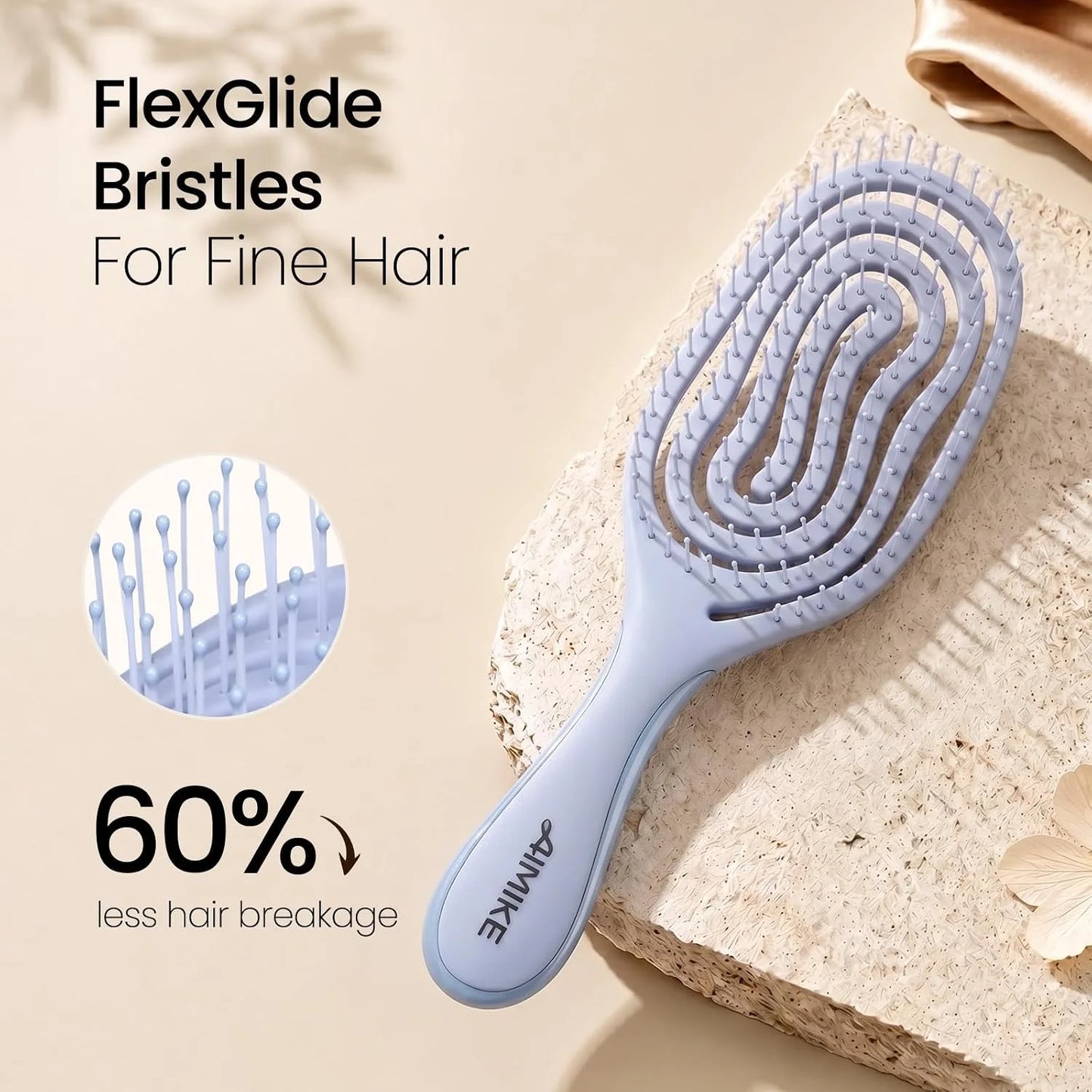 AIMIKE Spiral Flex Hair Brush for Fine Hair, Gentle Detangler for Women
