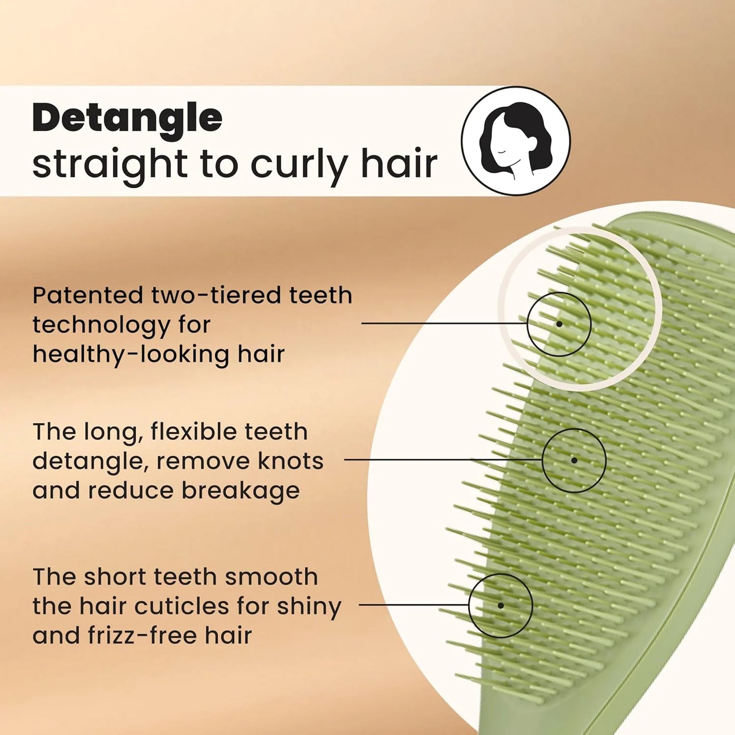Tangle Teezer Matte Ultimate Detangler Brush, Straight to Curly, Cream