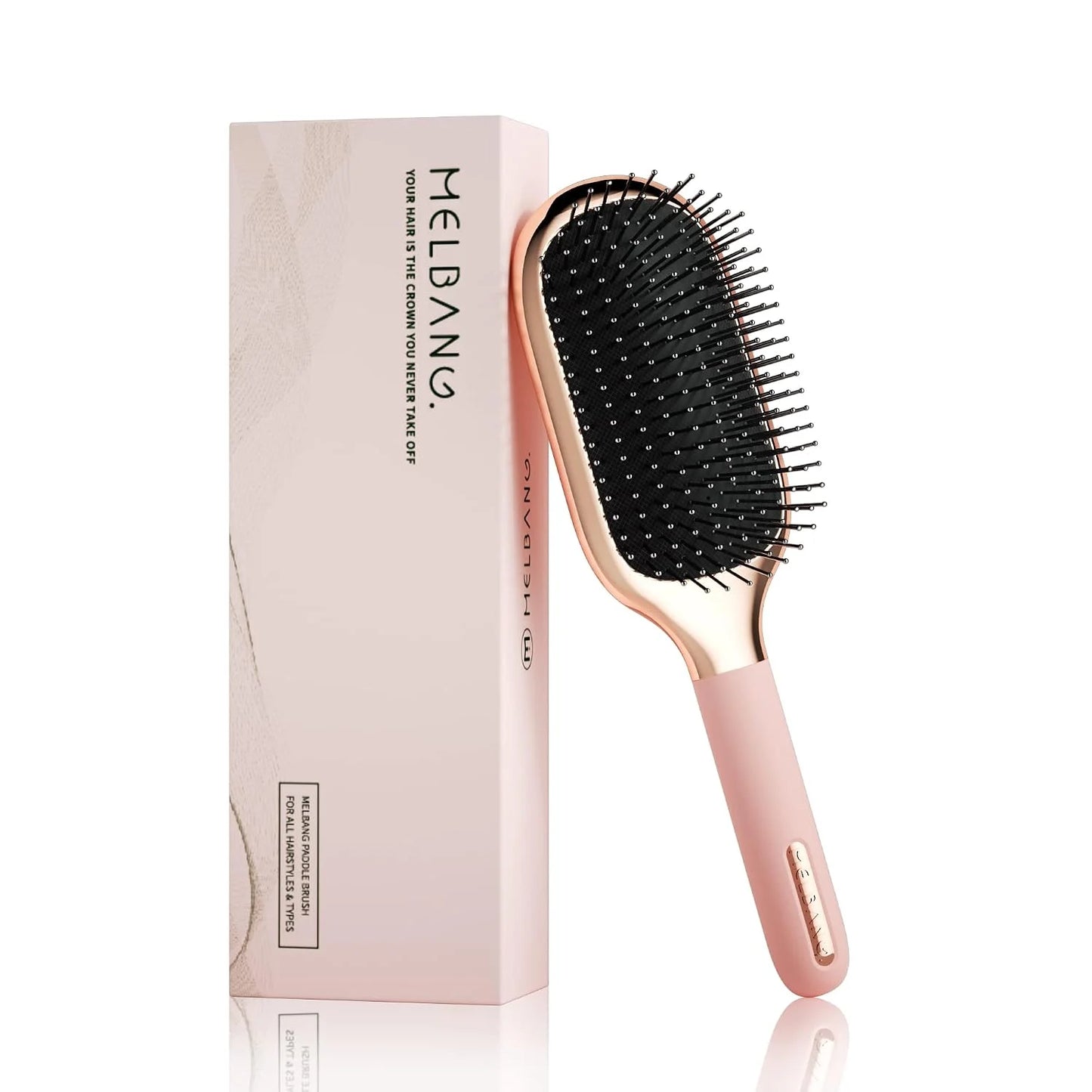 Melbang Hair Brush for Thick Curly Thin Long Short Wet or Dry Hair Adds Shine and Makes Hair Smooth Hair Comb Paddle Hair Brush for Men Women Kid (Silver)