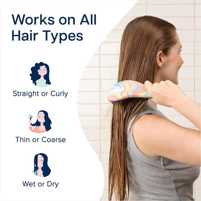 Crave Naturals Biggie Glide Thru Hair Brush - Detangler Brush for Curly, Straight, Wet or Dry Hair - Gentle Detangling Brushes for Adults, Kids, Toddlers - Hair Accessories for Women, 8.4x3.4" - Black
