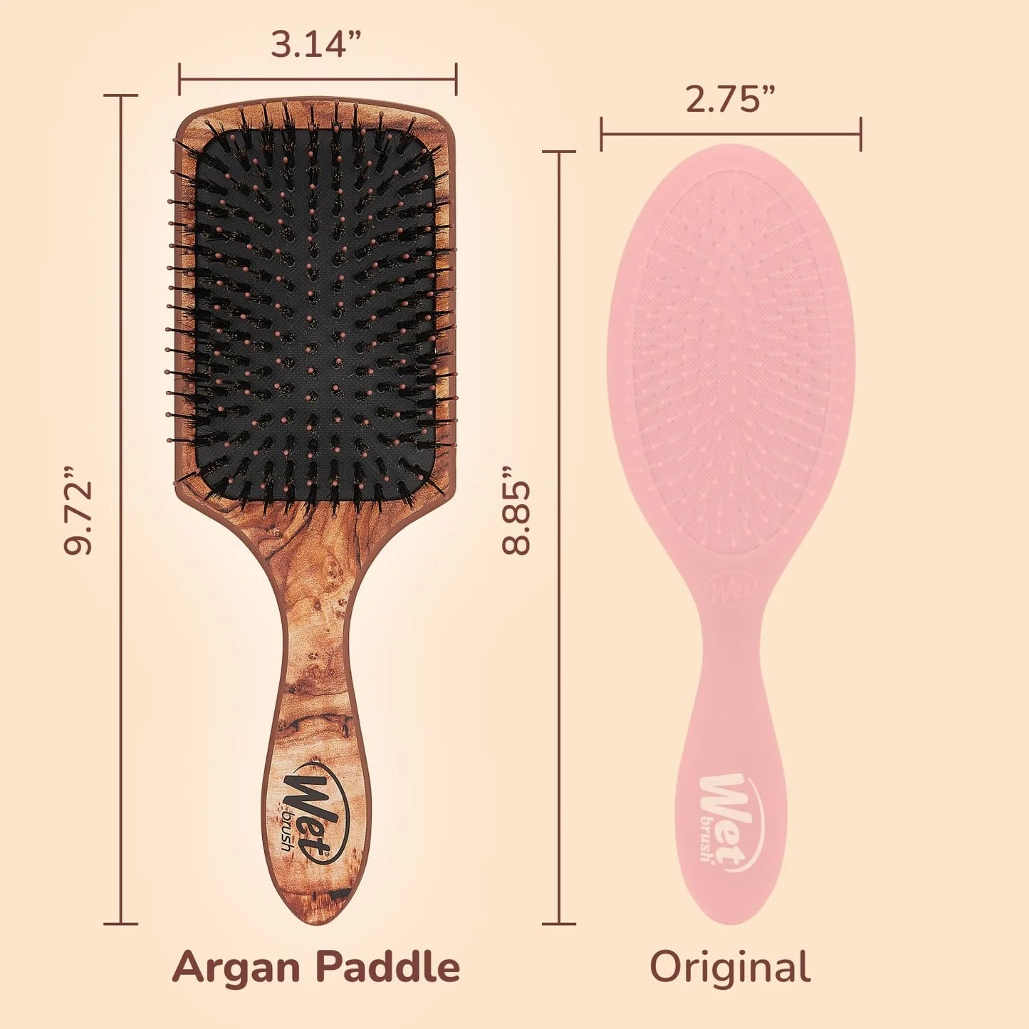 Wet Brush Paddle Shine Enhancer with Argan Oil, Distressed Wood - Ultra-Soft IntelliFlex Detangling Bristles with Boar Bristles For A Smooth & Shiny Finish - Pain-Free Hair Brush For Women & Men