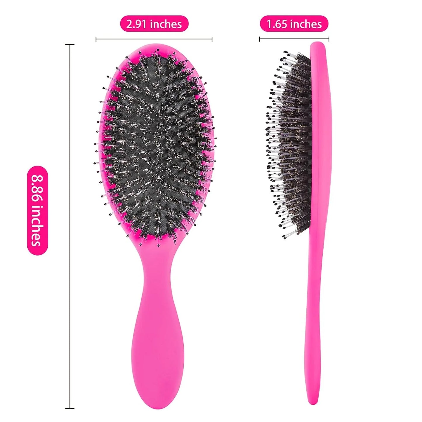 Boar Bristles Hair Brush for Women and Men, Detangling Hair Brush for Smoothing Massage Add Shine, Nylon&Boar Bristles Detangler brush for Hair Healthy (1 Pack-MintGreen)