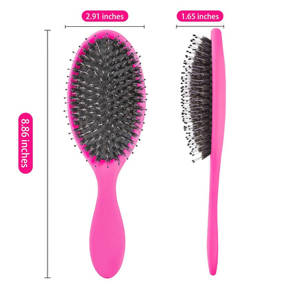 Boar Bristles Hair Brush for Women and Men, Detangling Hair Brush for Smoothing Massage Add Shine, Nylon&Boar Bristles Detangler brush for Hair Healthy (1 Pack-MintGreen)