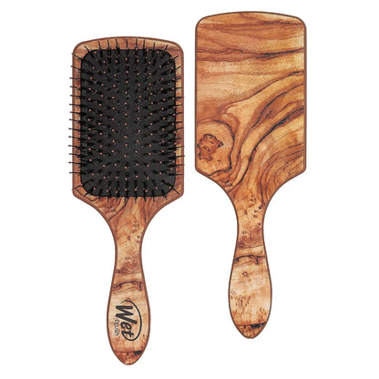 Wet Brush Paddle Shine Enhancer with Argan Oil, Distressed Wood - Ultra-Soft IntelliFlex Detangling Bristles with Boar Bristles For A Smooth & Shiny Finish - Pain-Free Hair Brush For Women & Men