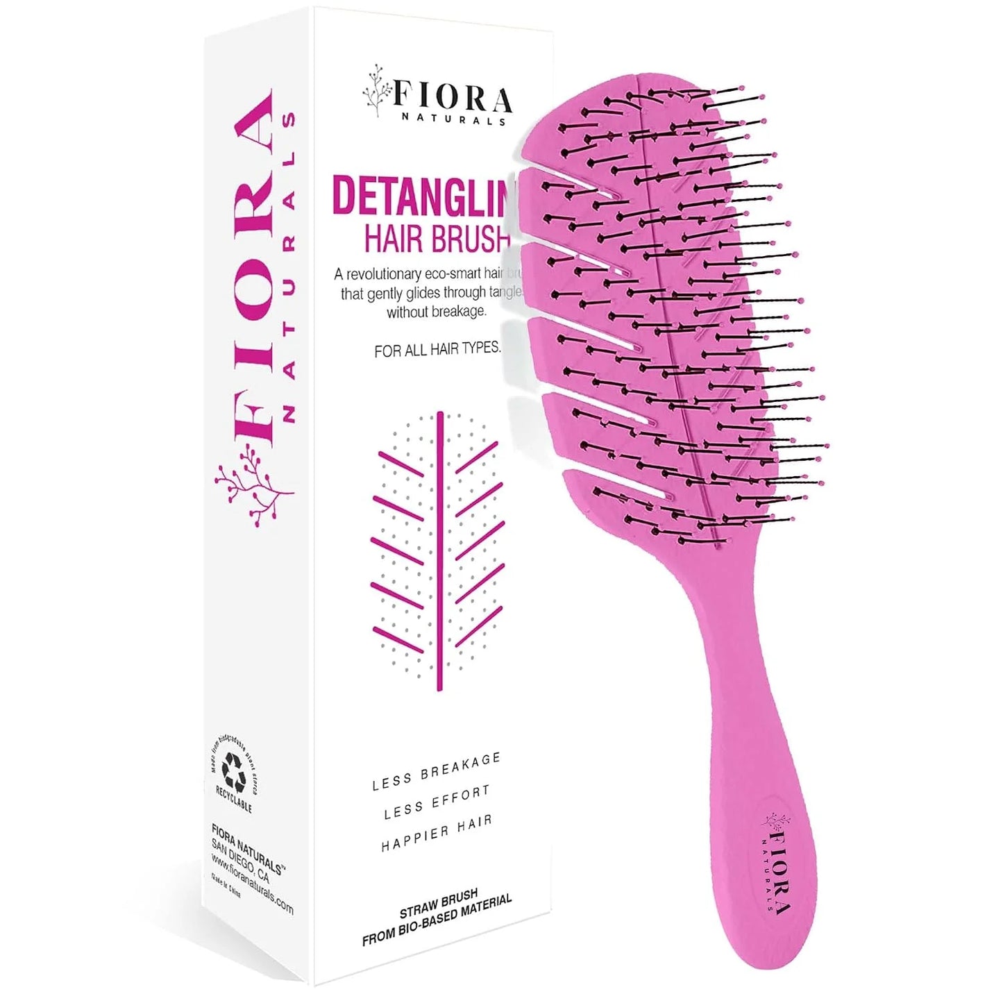 Fiora Naturals Detangler Brush for Wet and Dry Hair, Soft Detangling Brush