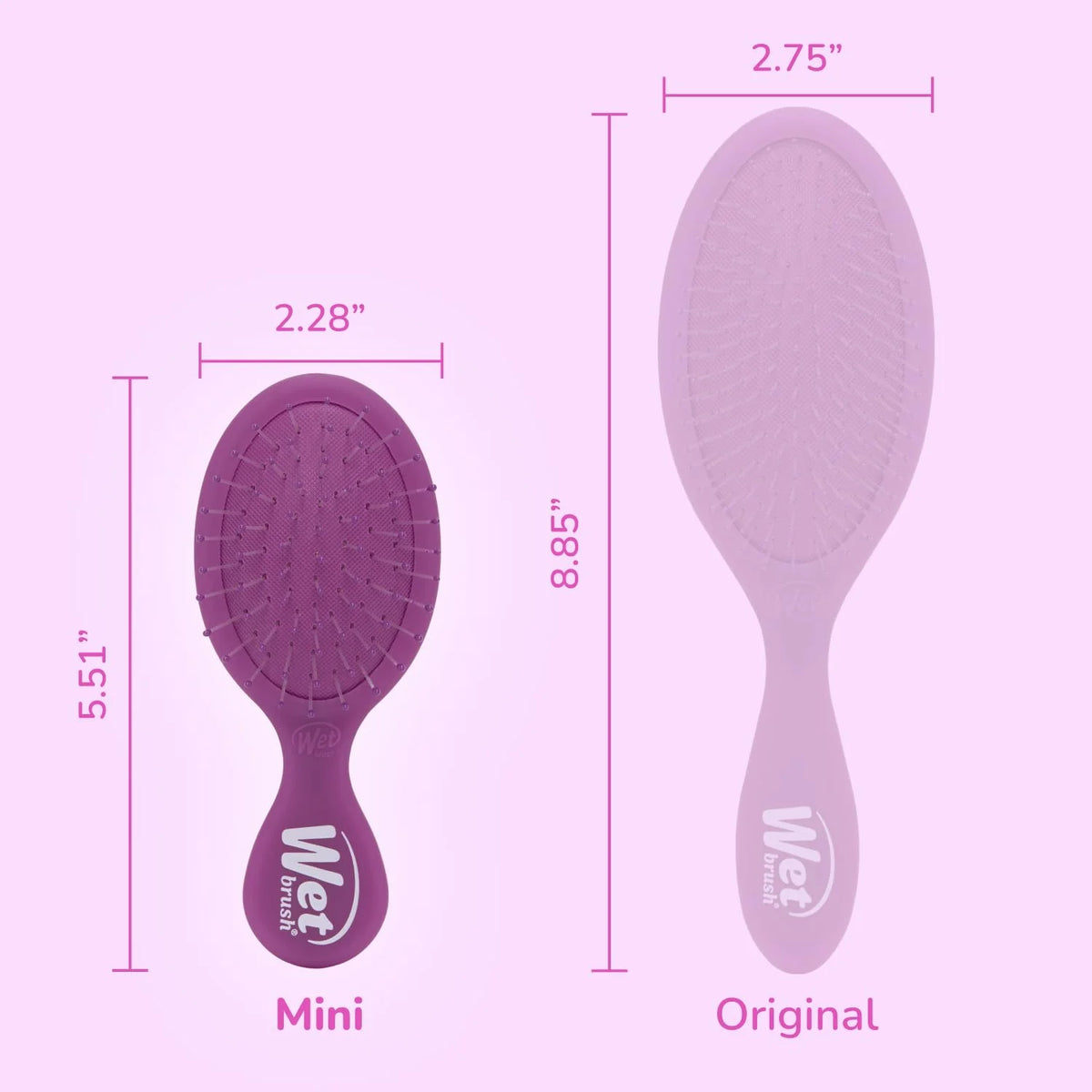 Wet Brush Mini Detangler Hair Brush, Purple, Detangling Travel Hairbrush, Ultra-Soft IntelliFlex Bristles Glide Through Tangles with Ease, Pain-Free, All Hair Types (2 Pack)