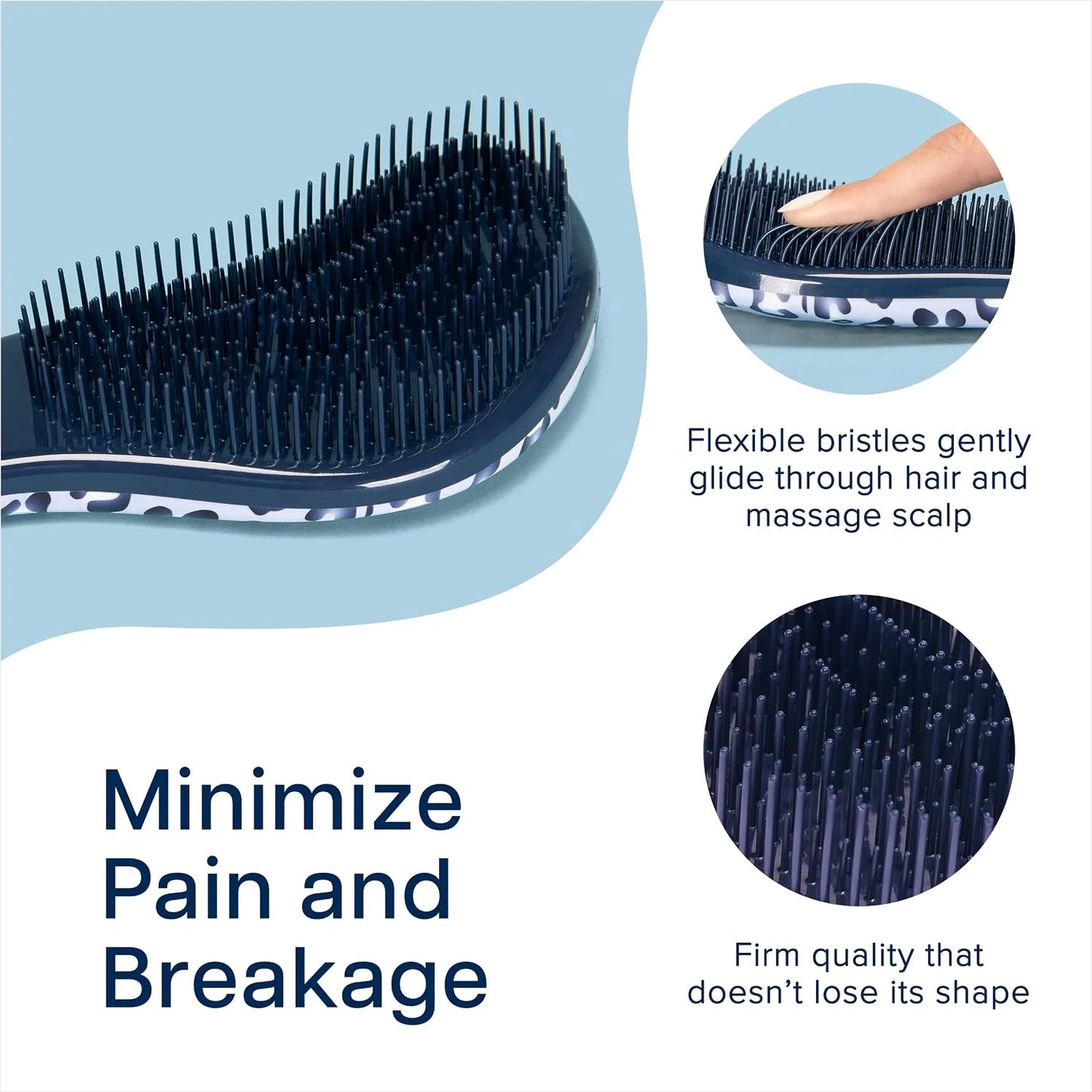 Crave Naturals Biggie Glide Thru Hair Brush - Detangler Brush for Curly, Straight, Wet or Dry Hair - Gentle Detangling Brushes for Adults, Kids, Toddlers - Hair Accessories for Women, 8.4x3.4" - Black