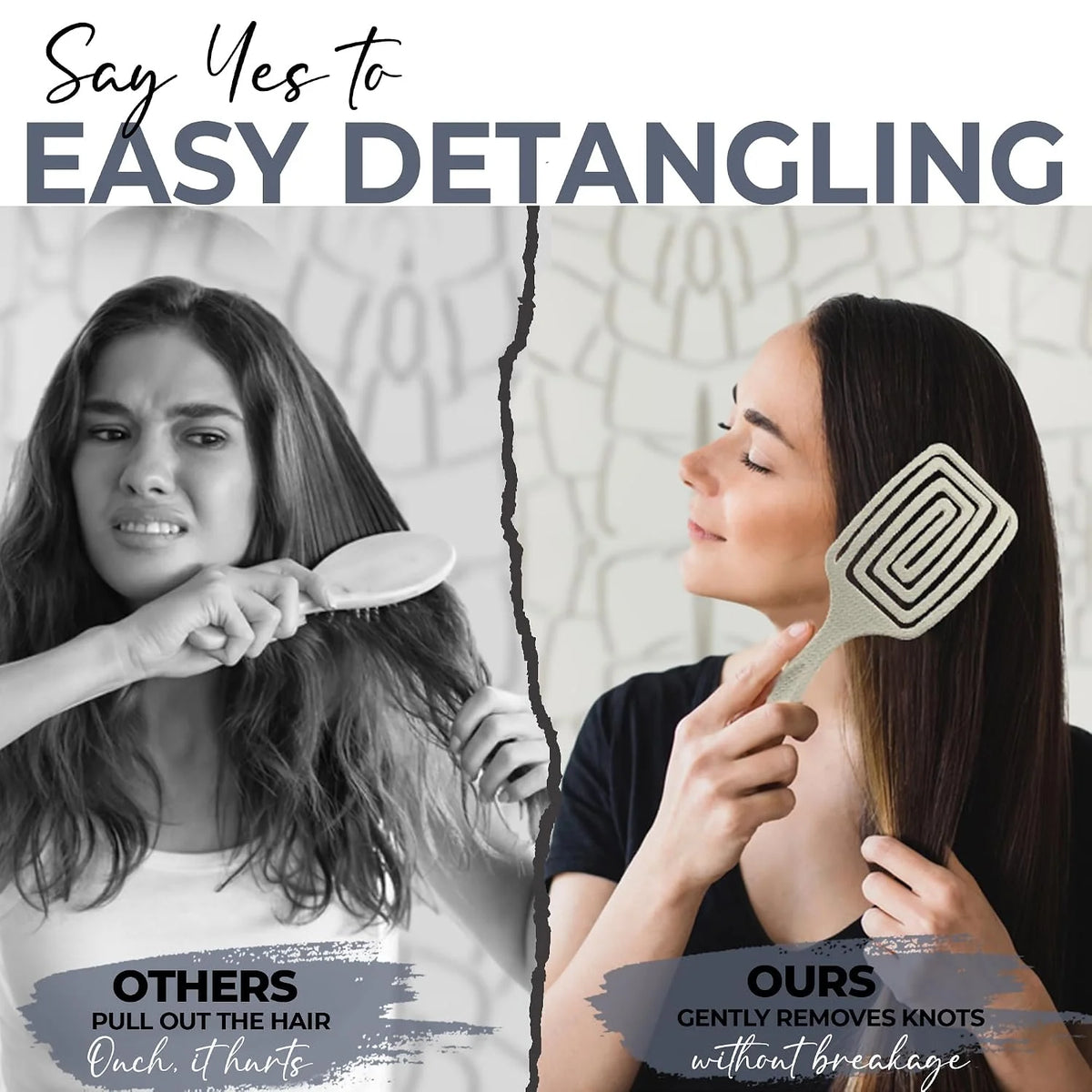 Fiora Naturals Detangler Brush for Wet and Dry Hair, Soft Detangling Brush
