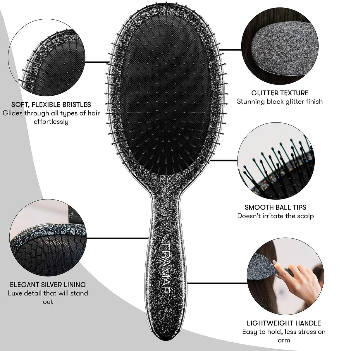 FRAMAR Checkered Hair Brush Detangler, Wet Hair Brushes For Women – Pink