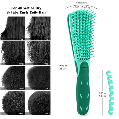 BESTOOL Detangling Brush for Natural Hair, Detangler for 3/4abc Curly, Coily, Kinky Hair, Detangle Wet/Dry Easily with No Pain (Purple)