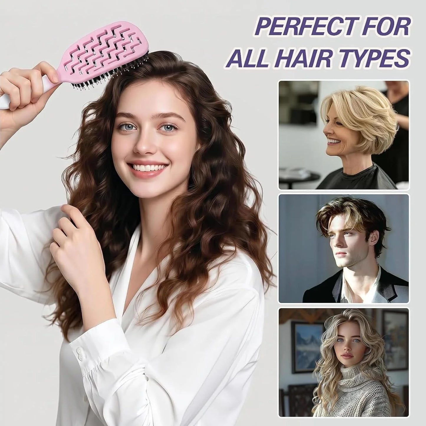 Boar Bristle Hair Brush Set – Wet/Dry Detangler for All Hair Types