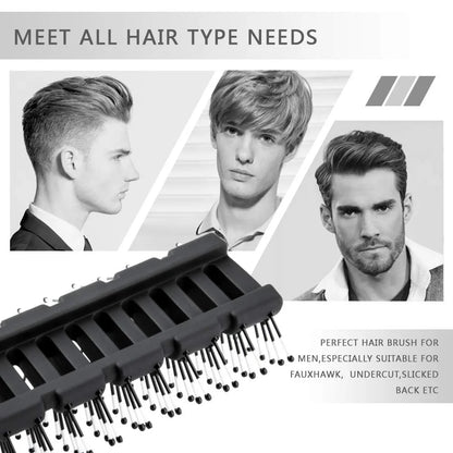 Vented Styling Brush with Ball-Tipped Bristles for Blow Drying Wet, Short, Curly, or Straight Hair for Men and Women (Black)