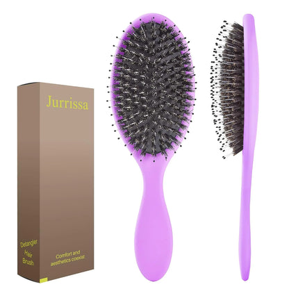 Boar Bristles Hair Brush for Women and Men, Detangling Hair Brush for Smoothing Massage Add Shine, Nylon&Boar Bristles Detangler brush for Hair Healthy (1 Pack-MintGreen)