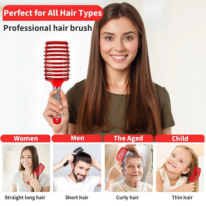 HIPPIH Boar Bristle Hair Brush Set of 2, Detangling Smoothing for Wet & Dry