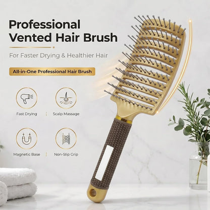 Curved Vented Hair Brush,Detangler Brush Faster Blow Drying for Women, Men