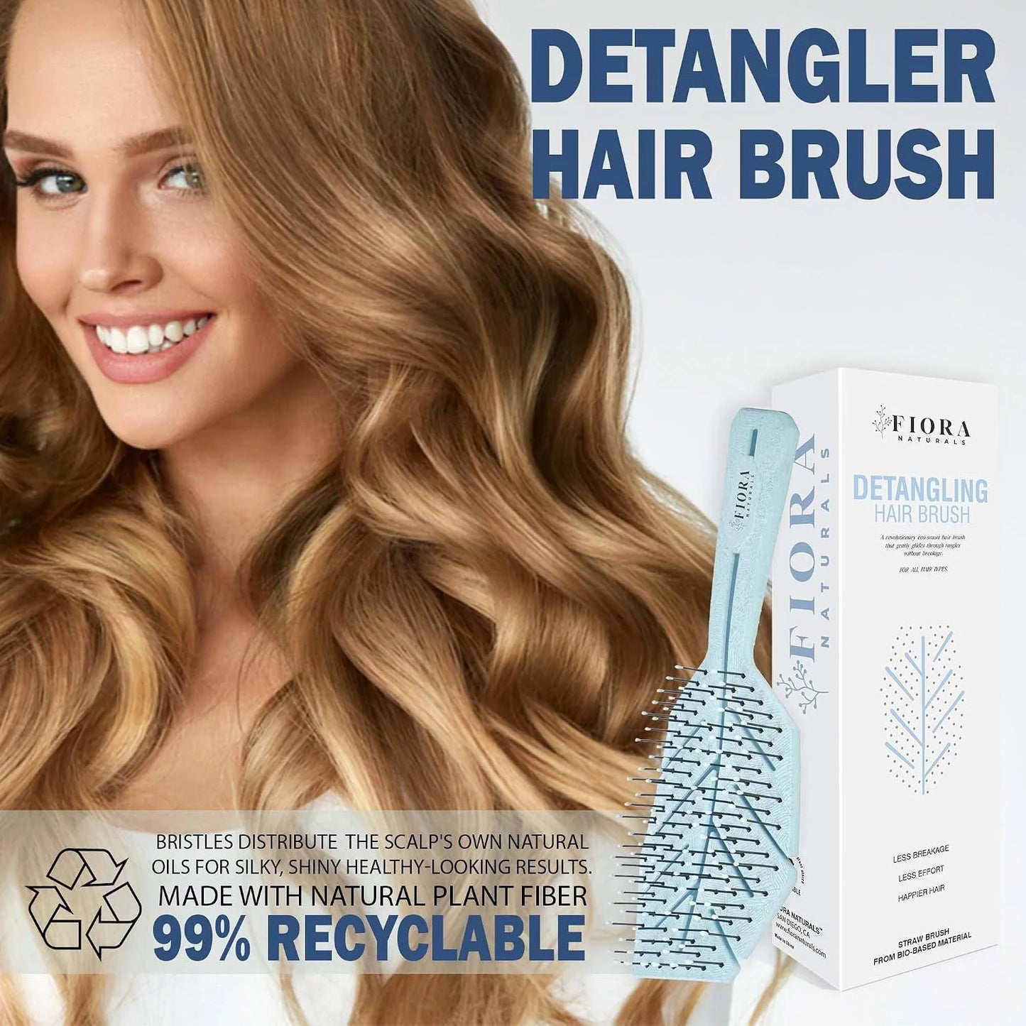 Fiora Naturals Detangling Hair Brush for Women, Detangler Hair Brush, Pink