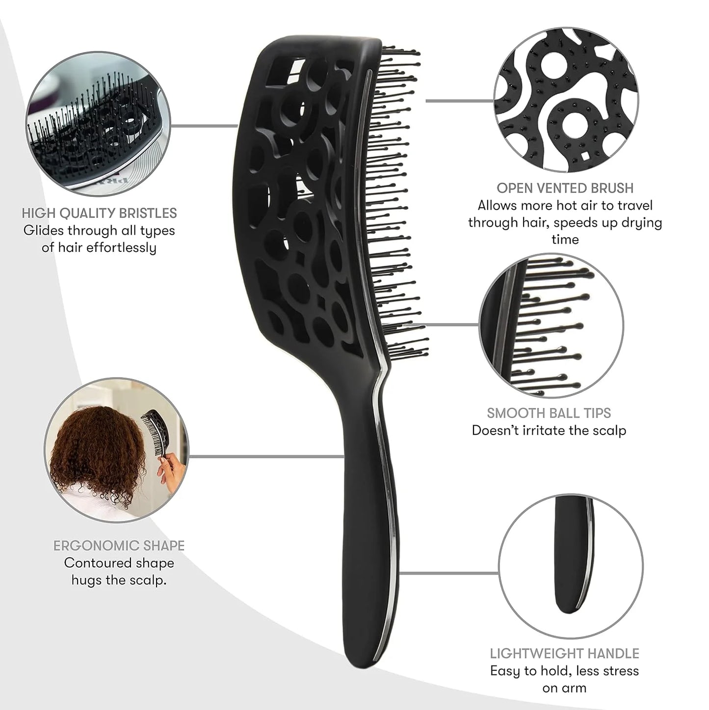 FRAMAR Professional Vented Hair Brush, Curved Hair Brush For Blow Drying