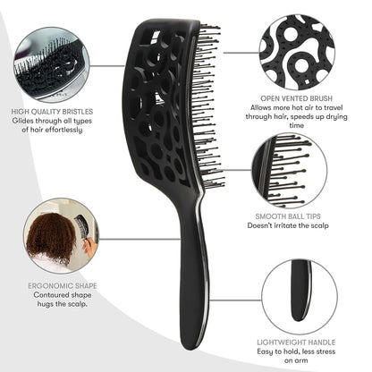 FRAMAR Professional Vented Hair Brush, Curved Hair Brush For Blow Drying