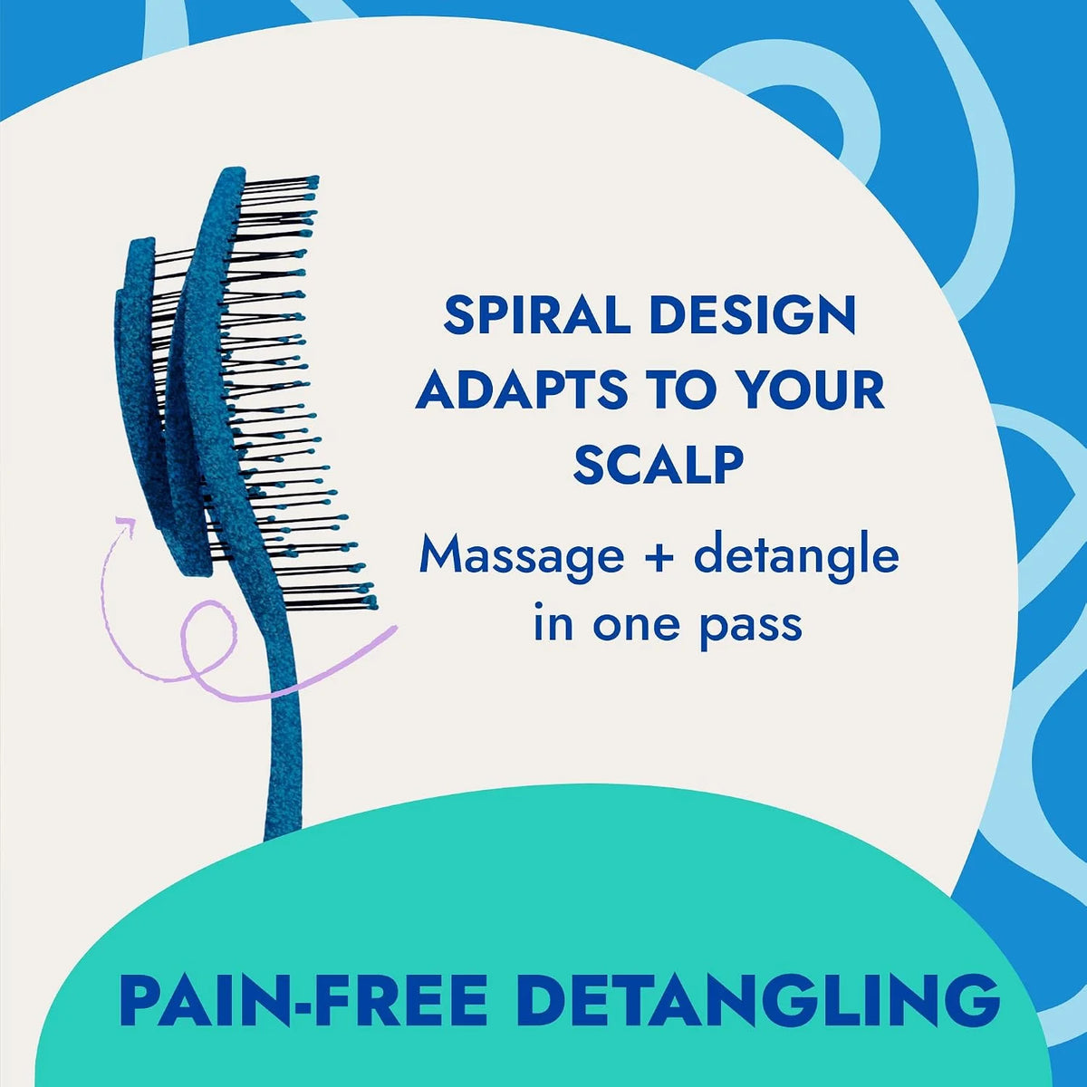 Ninabella Detangler Brush - No Tangle Hair Brush for Women, Fine, Thick and Long Hair - Hairbrush for Wet and Dry Hair, Gentle on the Scalp - Light Blue