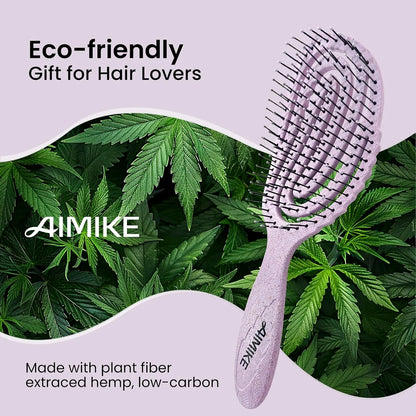 AIMIKE Hemp-Relax Detangling Hair Brush for Wet & Dry Hair, Beige