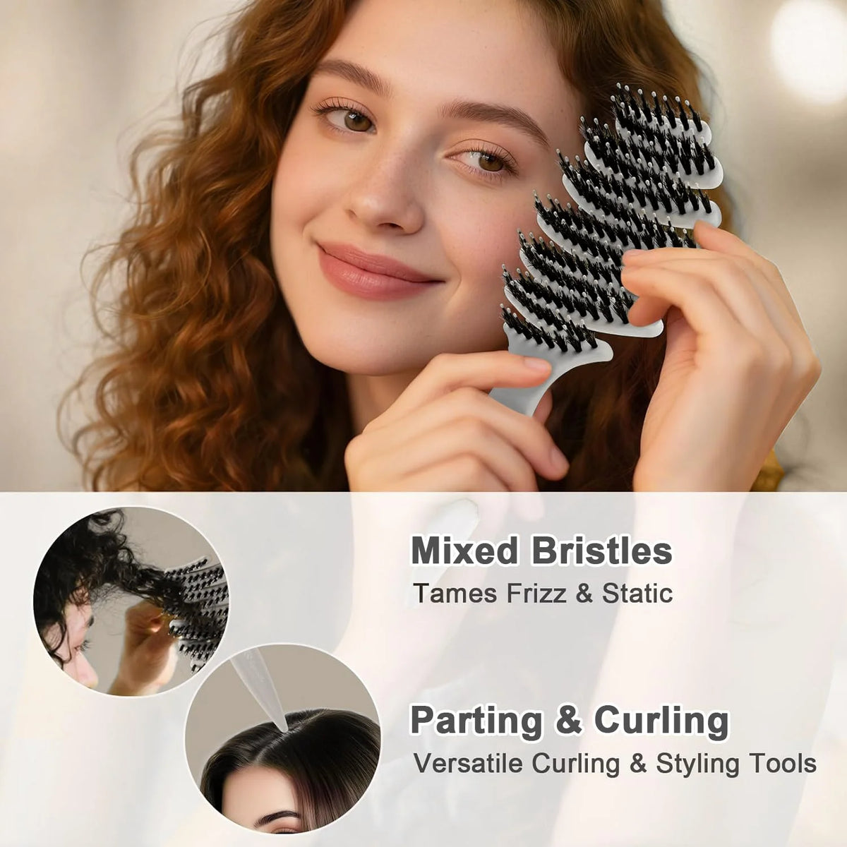 Natural Boar Bristle Hair Brush for Fine Hair - A Great Gift