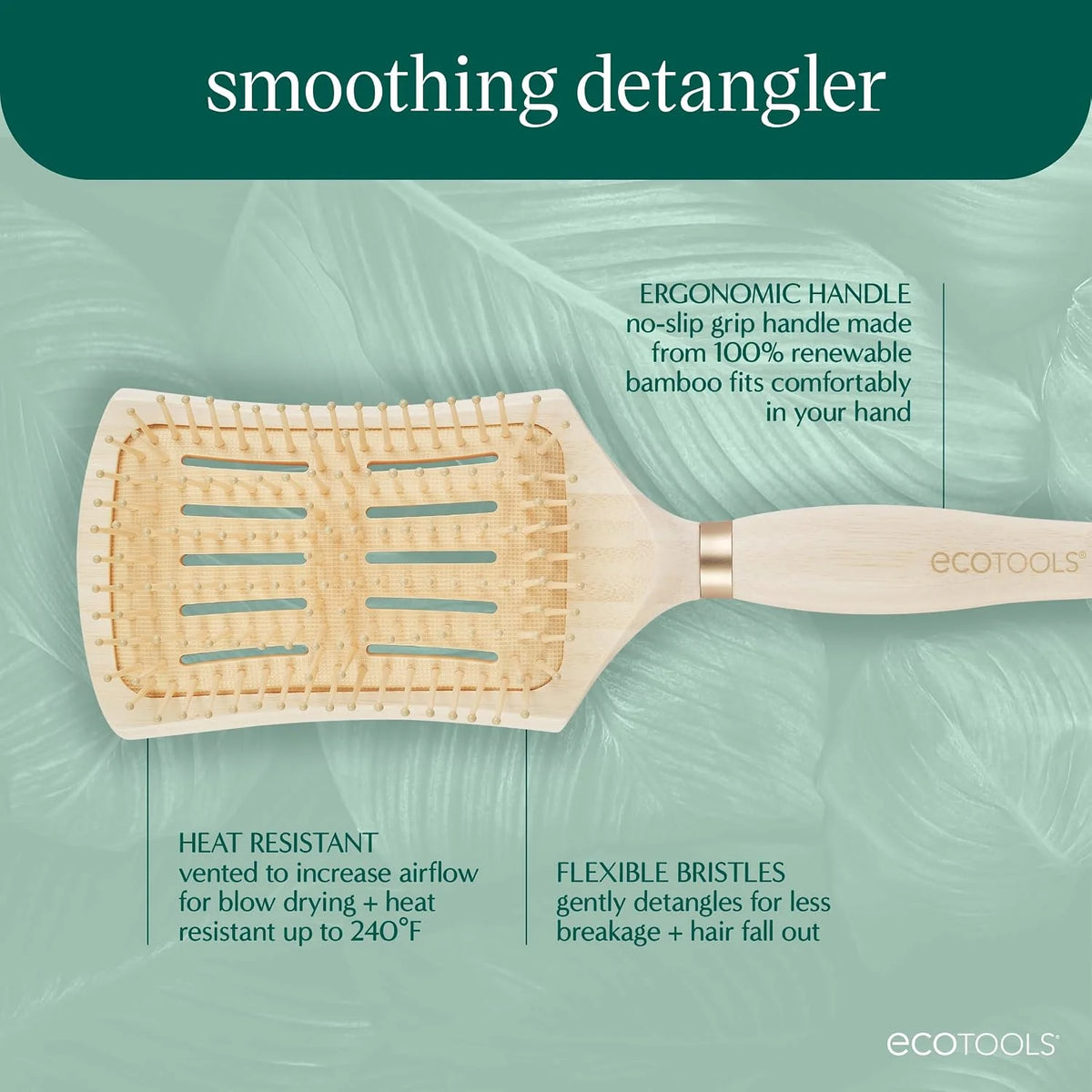 EcoTools Slick Back Hairbrush, Small Brush for Ponytail or Bun, 1 Count