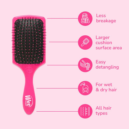 Wet Brush Refresh and Extend Paddle Detangler, Black, Detangling Brush with Infused Charcoal Ultra-Soft IntelliFlex Bristles For All Hair Types, Removes Dirt, Excess Oils & Impurities