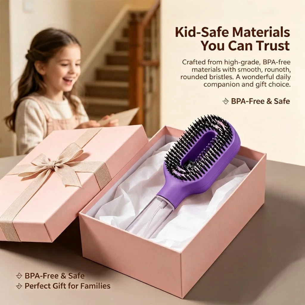 Water Spray Hair Brush for Kids, Detangling Spray Comb for Fine Hair 1Green