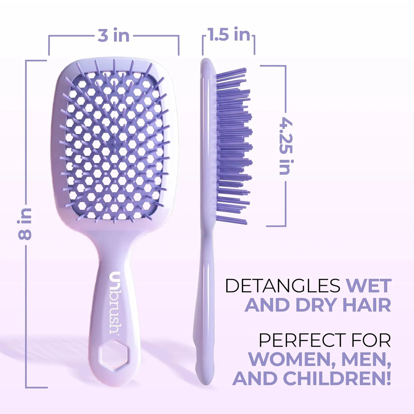 FHI Heat UNbrush Detangling Brush for Pain-Free Brushing on All Wet or Dry Hair Types — Durable DuoFlex Anti-Static Bristles, Lightweight Handle, Vented Hair Brush