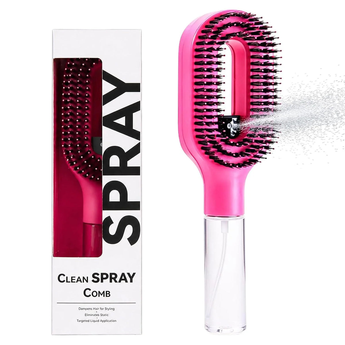 Hair Brush with Water Spray, 2-in-1 Misting Detangler for Curly Hair