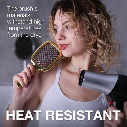 Janeke J-Brush Detangling Comb for Curly and Wavy Hair – Wide Tooth J-Shape Brush for Wet and Dry Use – Anti-Frizz, Lightweight and Gentle on Scalp – Made in Italy Professional Styling Tool (Black)