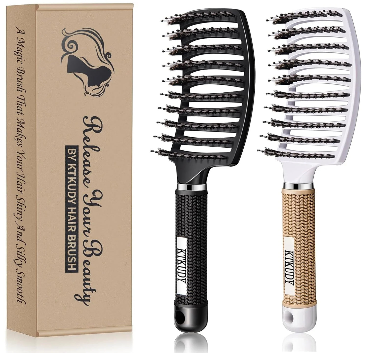 2 Pack Detangling Brushes for Women & Kids, Wet & Dry Hair, All Hair Types