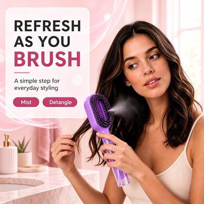 2-in-1 Hair Brush with Water Spray Mister, Fine Mist Spray Brush for Hair Detangling Wet & Dry, Liquid Spraying Hairbrush for Curly Thick Hair & Kids (Sky Blue)