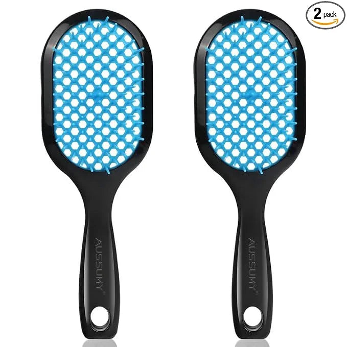Vented Detangling Hair Brush - 2 Pack Detangler Hairbrush for Effortless Tangle Removal - Ultra-Soft Bristles -For Natural Curly Straight Wet Dry Damaged Hair for Women Men Kids
