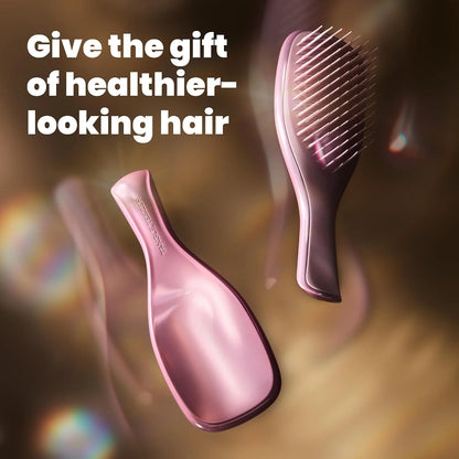 Tangle Teezer Chrome Detangler Mini Hair Brush, Straight to Curly, Pink