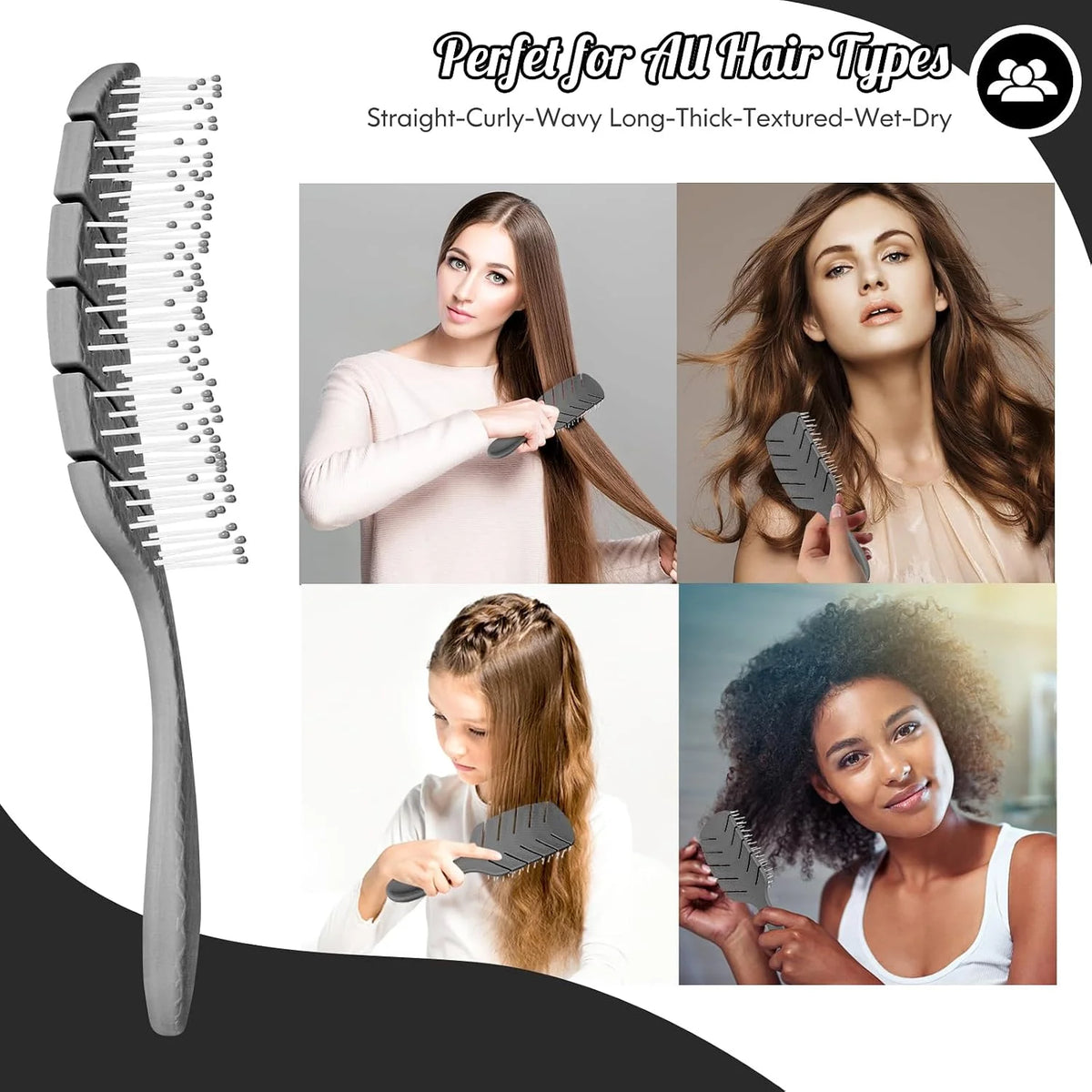 Hair Brush, Vented Paddle Detangle Brush, Purple